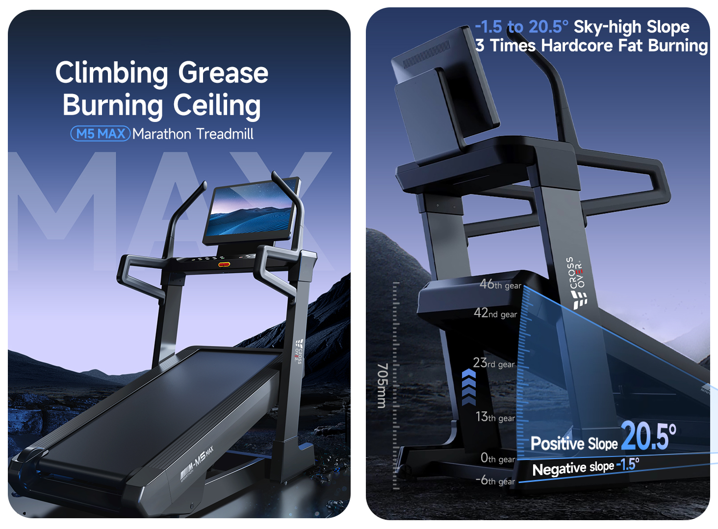 جهاز مشي Marathon M5 MAX بميل إلكتروني -6% إلى +22% وشاشة 21.5 بوصة وتكامل YPOOFIT